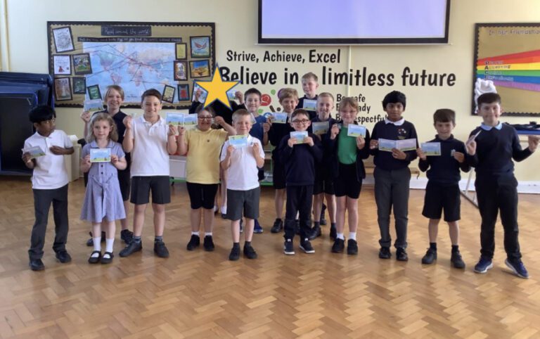 Lainesmead pupils with their Doodle Challenge rewards!